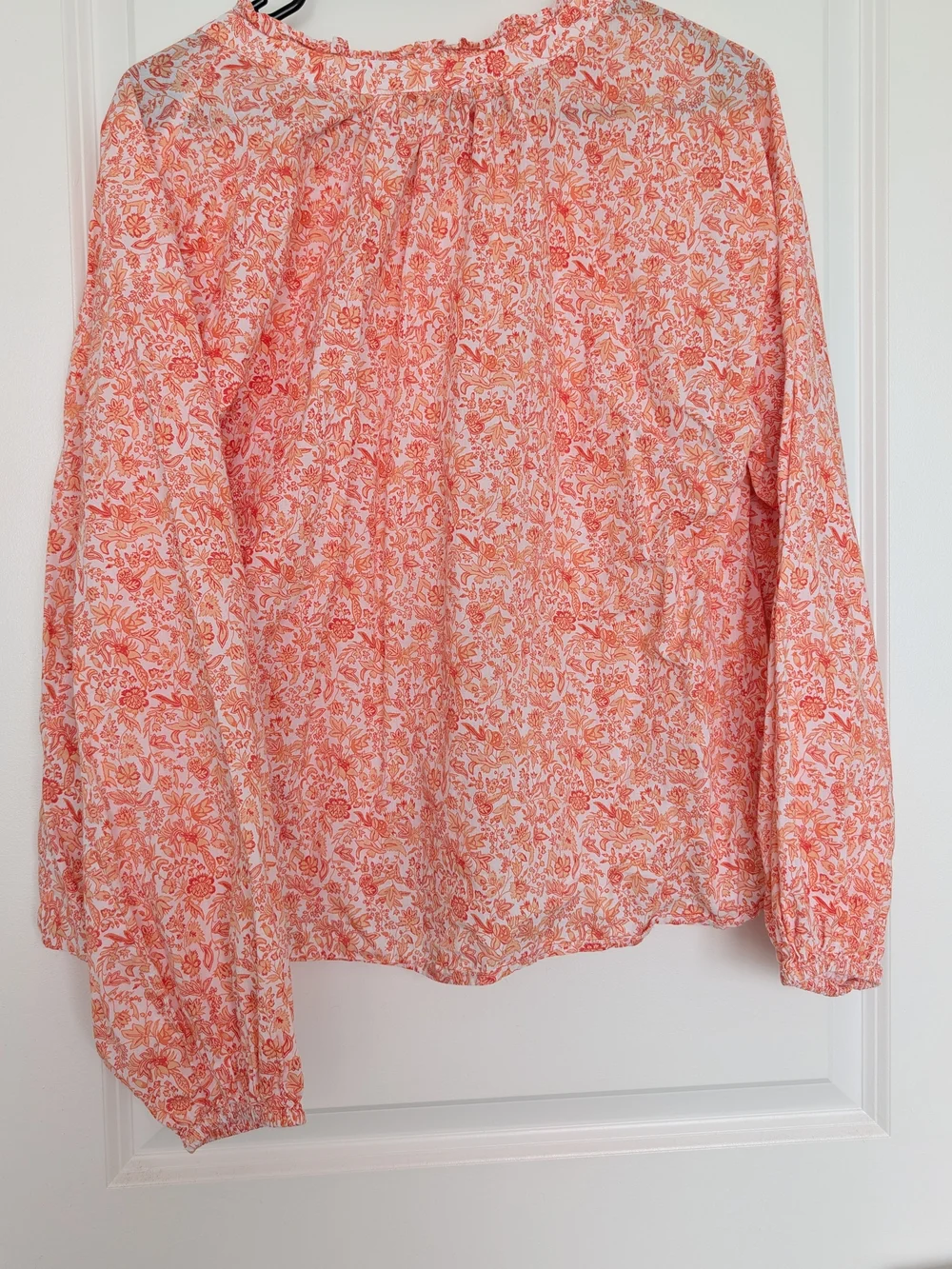 LOFT Coral Pink Floral Button-Front Peasant Top